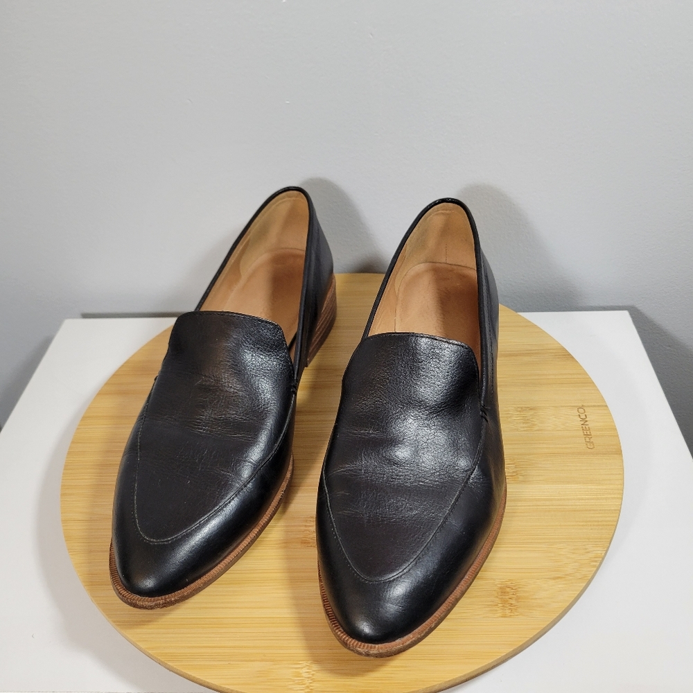 MADEWELL Frances black leather almond toe classic essential slip on loafers
